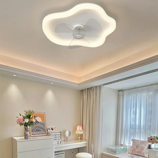 Simple Flush 3 Blade White Cloud Ceiling Fan with Light Zawala Image - 1