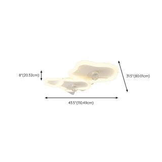 Simple Flush 3 Blade White Cloud Ceiling Fan with Light Zawala Image - 10