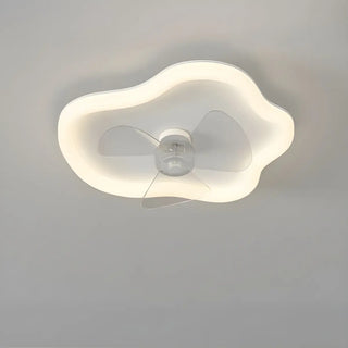 Simple Flush 3 Blade White Cloud Ceiling Fan with Light Zawala Image - 2