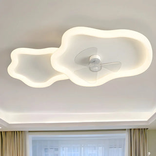 Simple Flush 3 Blade White Cloud Ceiling Fan with Light Zawala Image - 3