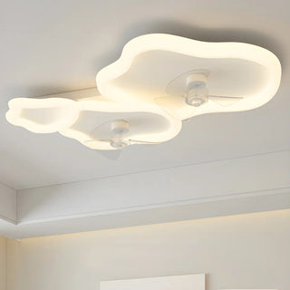 Simple Flush 3 Blade White Cloud Ceiling Fan with Light Zawala Image - 4
