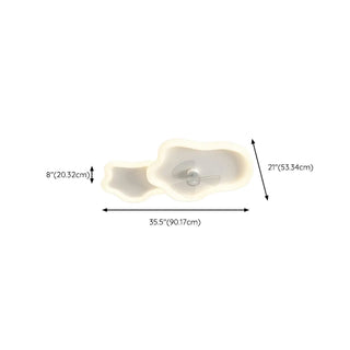 Simple Flush 3 Blade White Cloud Ceiling Fan with Light Zawala Image - 9