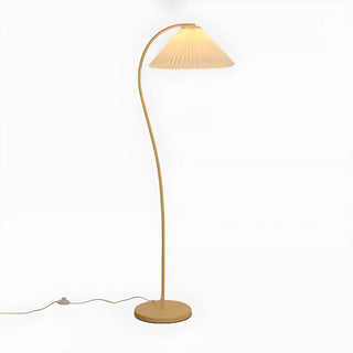 ZOWALA - Simple White Curved Pleated Floor Lamp Image - 15