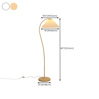 ZOWALA - Simple White Curved Pleated Floor Lamp #size