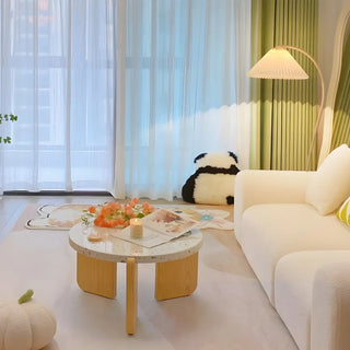 ZOWALA - Simple White Curved Pleated Floor Lamp Image - 5