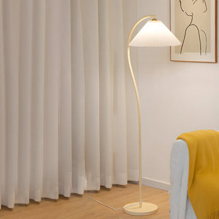 ZOWALA - Simple White Curved Pleated Floor Lamp Image - 8