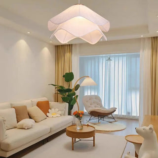 ZOWALA - Modern White Fabric Wave Tier Adjustable Pendant Light Image - 1