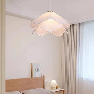 ZOWALA - Modern White Fabric Wave Tier Adjustable Pendant Light Image - 2