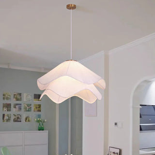 ZOWALA - Modern White Fabric Wave Tier Adjustable Pendant Light Image - 3