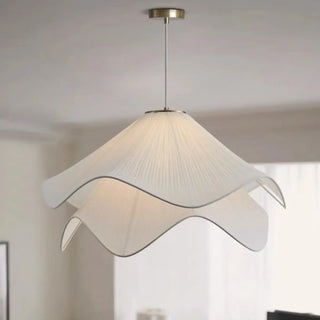 ZOWALA - Modern White Fabric Wave Tier Adjustable Pendant Light Image - 4