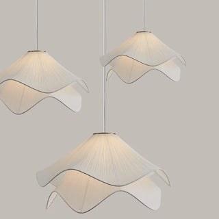 ZOWALA - Modern White Fabric Wave Tier Adjustable Pendant Light Image - 6