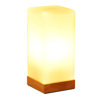 Simple White Glass Shade Wood Base Night Table Lamp Zawala Image - 20