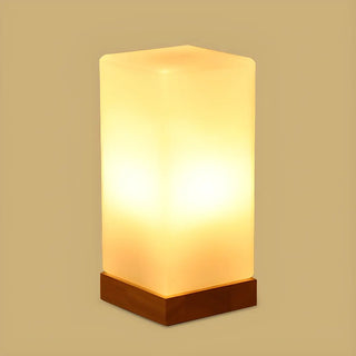 Simple White Glass Shade Wood Base Night Table Lamp Zawala Image - 6