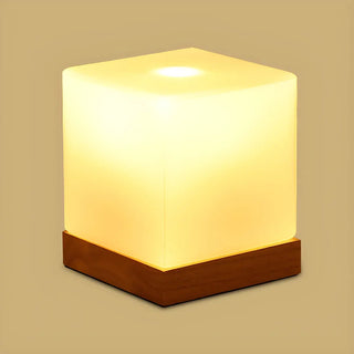 Simple White Glass Shade Wood Base Night Table Lamp Zawala Image - 9