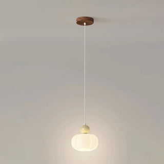 Modern Simple Globe White Pendant Light Bedroom Image - 8