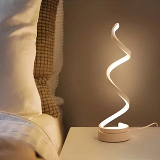 Stylish White Spiral LED Bedroom Night Table Lamp Zawala Image - 1