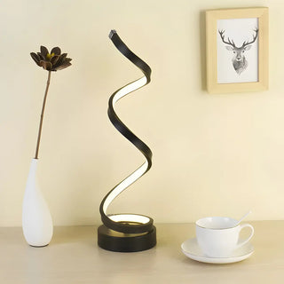 Stylish White Spiral LED Bedroom Night Table Lamp Zawala Image - 2