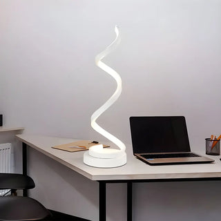 Stylish White Spiral LED Bedroom Night Table Lamp Zawala Image - 3
