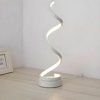 Stylish White Spiral LED Bedroom Night Table Lamp Zawala Image - 4