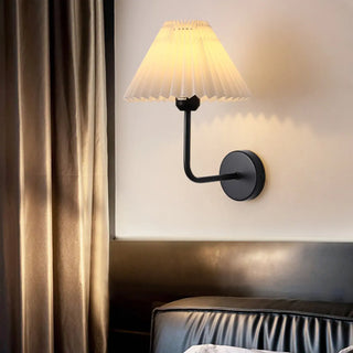 Modern White Cone Pleated Fabric Shade Wall Sconce Zawala Image - 1