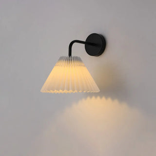 Modern White Cone Pleated Fabric Shade Wall Sconce Zawala Image - 11