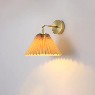 Modern White Cone Pleated Fabric Shade Wall Sconce Zawala Image - 13