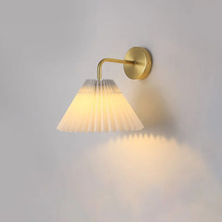 Modern White Cone Pleated Fabric Shade Wall Sconce Zawala Image - 15