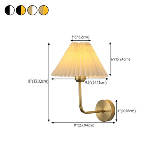 Modern White Cone Pleated Fabric Shade Wall Sconce Zawala #size