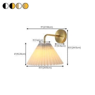 Modern White Cone Pleated Fabric Shade Wall Sconce Zawala Image - 18
