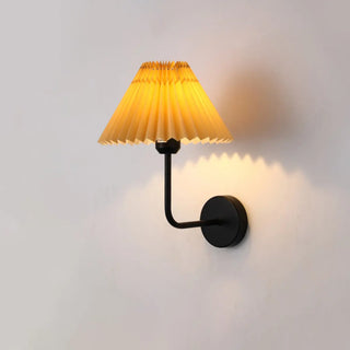 Modern White Cone Pleated Fabric Shade Wall Sconce Zawala Image - 4
