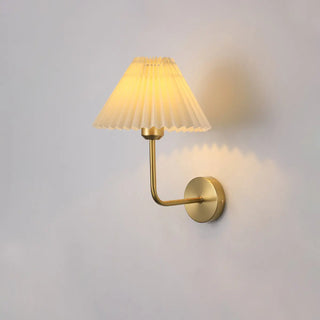 Modern White Cone Pleated Fabric Shade Wall Sconce Zawala Image - 5
