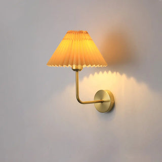 Modern White Cone Pleated Fabric Shade Wall Sconce Zawala Image - 7