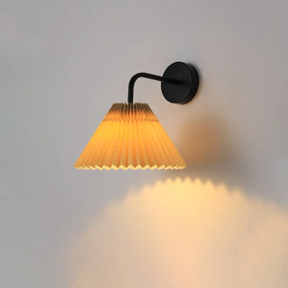 Modern White Cone Pleated Fabric Shade Wall Sconce Zawala Image - 9