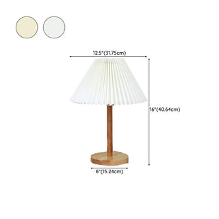 Simple Pleated Shade Wood Base LED Bedside Table Lamp Zawala #size