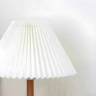Simple Pleated Shade Wood Base LED Bedside Table Lamp Zawala Image - 6