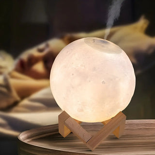 Simple Moon White Ceramic Table Lamp with Humidifier Zawala Image - 1