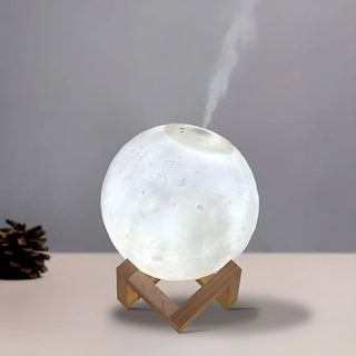 Simple Moon White Ceramic Table Lamp with Humidifier Zawala Image - 2