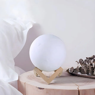 Simple Moon White Ceramic Table Lamp with Humidifier Zawala Image - 4