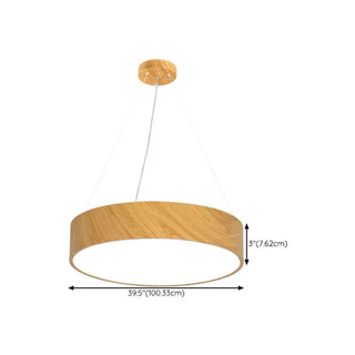 ZOWALA - Simple Wooden Drum Chandelier Adjustable Height Image - 10