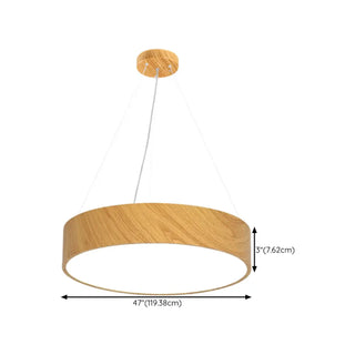 ZOWALA - Simple Wooden Drum Chandelier Adjustable Height Image - 11