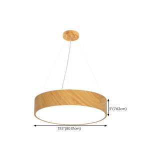 ZOWALA - Simple Wooden Drum Chandelier Adjustable Height #size