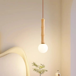 ZOWALA - Contemporary Ball Bamboo Bedroom Wood Small Pendant Light Image - 2