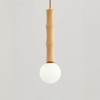 ZOWALA - Contemporary Ball Bamboo Bedroom Wood Small Pendant Light Image - 6
