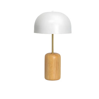 Simple White Dome Cylindrical Wooden Base Table Lamp Zawala Image - 10