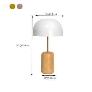 Simple White Dome Cylindrical Wooden Base Table Lamp Zawala #size
