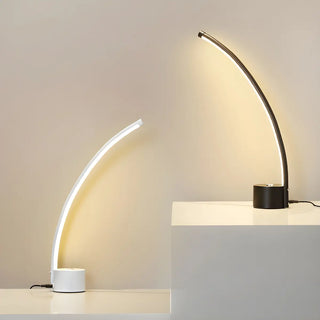 Modern Minimalist Arc Metal LED Table Lamp Bedroom Zawala Image - 1