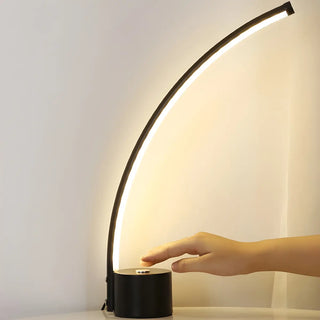 Modern Minimalist Arc Metal LED Table Lamp Bedroom Zawala Image - 8