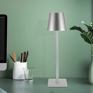 Minimalist Silver Square Base Metal Bedside Table Lamp Zawala Image - 3
