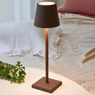 Minimalist Silver Square Base Metal Bedside Table Lamp Zawala Image - 4