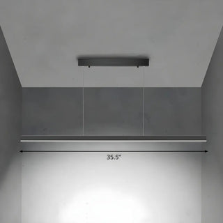 Minimalist Linear Metal Black Large Island Chandelier Image - 3